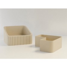 Ulu Pazarlama 3D Baskı Fıstık Kasesi - Çift Hazneli Kabuk Ayırıcı Sunum Kasesi - Bej Bej