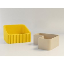 Ulu Pazarlama 3D Baskı Fıstık Kasesi - Çift Hazneli Kabuk Ayırıcı Sunum Kasesi - Sarı Bej