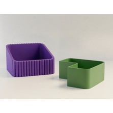 Ulu Pazarlama 3D Baskı Fıstık Kasesi - Çift Hazneli Kabuk Ayırıcı Sunum Kasesi - Mor Yeşil