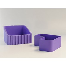 Ulu Pazarlama 3D Baskı Fıstık Kasesi - Çift Hazneli Kabuk Ayırıcı Sunum Kasesi - Mor Mor