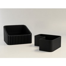 Ulu Pazarlama 3D Baskı Fıstık Kasesi - Çift Hazneli Kabuk Ayırıcı Sunum Kasesi - Siyah Siyah