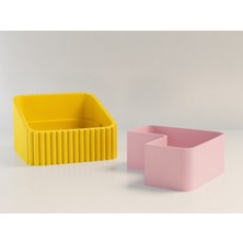 Ulu Pazarlama 3D Baskı Fıstık Kasesi - Çift Hazneli Kabuk Ayırıcı Sunum Kasesi - Sarı Pembe