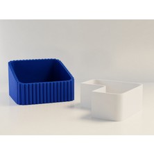 Ulu Pazarlama 3D Baskı Fıstık Kasesi - Çift Hazneli Kabuk Ayırıcı Sunum Kasesi - Mavi Beyaz
