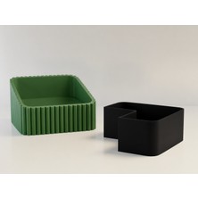 Ulu Pazarlama 3D Baskı Fıstık Kasesi - Çift Hazneli Kabuk Ayırıcı Sunum Kasesi - Yeşil Siyah