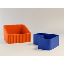 Ulu Pazarlama 3D Baskı Fıstık Kasesi - Çift Hazneli Kabuk Ayırıcı Sunum Kasesi - Turuncu Mavi
