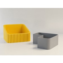Ulu Pazarlama 3D Baskı Fıstık Kasesi - Çift Hazneli Kabuk Ayırıcı Sunum Kasesi - Sarı Gri