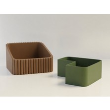 Ulu Pazarlama 3D Baskı Fıstık Kasesi - Çift Hazneli Kabuk Ayırıcı Sunum Kasesi - Kahverengi Yeşil