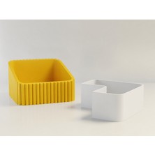 Ulu Pazarlama 3D Baskı Fıstık Kasesi - Çift Hazneli Kabuk Ayırıcı Sunum Kasesi - Sarı Beyaz