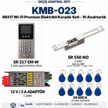 Sarkey SR-217 Em-W Wi-Fi Premium Geçiş Seti + SR-550 No Fail Secure Kilit + SR-300 Adaptör + 10 Adet SR-600 H Rfıd Anahtarlık - Set