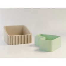 Ulu Pazarlama 3D Baskı Fıstık Kasesi - Çift Hazneli Kabuk Ayırıcı Sunum Kasesi - Bej Mint