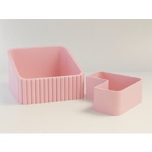 Ulu Pazarlama 3D Baskı Fıstık Kasesi - Çift Hazneli Kabuk Ayırıcı Sunum Kasesi - Pembe Pembe