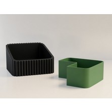 Ulu Pazarlama 3D Baskı Fıstık Kasesi - Çift Hazneli Kabuk Ayırıcı Sunum Kasesi - Siyah Yeşil