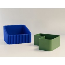 Ulu Pazarlama 3D Baskı Fıstık Kasesi - Çift Hazneli Kabuk Ayırıcı Sunum Kasesi - Mavi Yeşil