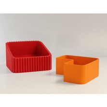 Ulu Pazarlama 3D Baskı Fıstık Kasesi - Çift Hazneli Kabuk Ayırıcı Sunum Kasesi - Kırmızı Turuncu