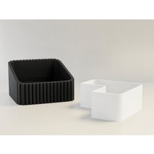 Ulu Pazarlama 3D Baskı Fıstık Kasesi - Çift Hazneli Kabuk Ayırıcı Sunum Kasesi - Siyah Beyaz