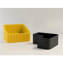 Ulu Pazarlama 3D Baskı Fıstık Kasesi - Çift Hazneli Kabuk Ayırıcı Sunum Kasesi - Sarı Siyah