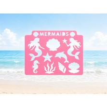 Ulu Pazarlama 3D Baskı Deniz Kızı Temalı Çizim Şablonu - Çoklu Desen Kalıbı - Pembe