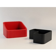 Ulu Pazarlama 3D Baskı Fıstık Kasesi - Çift Hazneli Kabuk Ayırıcı Sunum Kasesi - Kırmızı Siyah