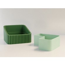 Ulu Pazarlama 3D Baskı Fıstık Kasesi - Çift Hazneli Kabuk Ayırıcı Sunum Kasesi - Yeşil Mint