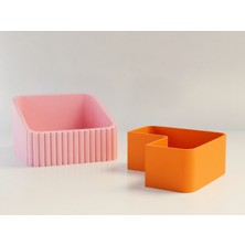Ulu Pazarlama 3D Baskı Fıstık Kasesi - Çift Hazneli Kabuk Ayırıcı Sunum Kasesi - Pembe Turuncu