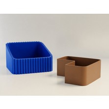 Ulu Pazarlama 3D Baskı Fıstık Kasesi - Çift Hazneli Kabuk Ayırıcı Sunum Kasesi - Mavi Kahverengi