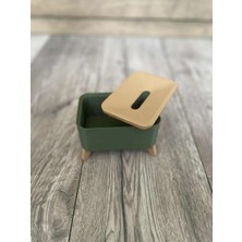 Ulu Pazarlama 3D Baskı Ayaklı Dikdörtgen Küllük Ahşap Görünümlü Kapaklı Retro Dekoratif Sigara Küllüğü