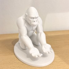 Ulu Pazarlama 3D Baskı Goril Telefon Tutucu - Kaslı Goril Masaüstü Telefon Standı-Beyaz