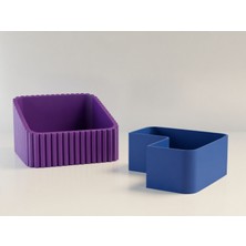 Ulu Pazarlama 3D Baskı Fıstık Kasesi - Çift Hazneli Kabuk Ayırıcı Sunum Kasesi - Mor Mavi