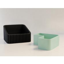 Ulu Pazarlama 3D Baskı Fıstık Kasesi - Çift Hazneli Kabuk Ayırıcı Sunum Kasesi - Siyah Mint