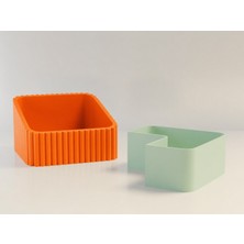 Ulu Pazarlama 3D Baskı Fıstık Kasesi - Çift Hazneli Kabuk Ayırıcı Sunum Kasesi - Turuncu Mint