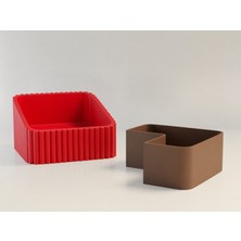 Ulu Pazarlama 3D Baskı Fıstık Kasesi - Çift Hazneli Kabuk Ayırıcı Sunum Kasesi - Kırmızı Kahverengi