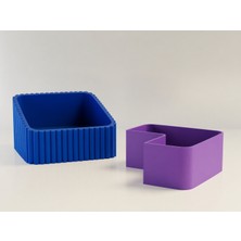 Ulu Pazarlama 3D Baskı Fıstık Kasesi - Çift Hazneli Kabuk Ayırıcı Sunum Kasesi - Mavi Mor