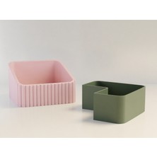 Ulu Pazarlama 3D Baskı Fıstık Kasesi - Çift Hazneli Kabuk Ayırıcı Sunum Kasesi - Pembe Yeşil