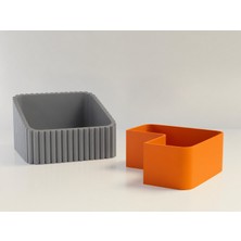 Ulu Pazarlama 3D Baskı Fıstık Kasesi - Çift Hazneli Kabuk Ayırıcı Sunum Kasesi - Gri Turuncu