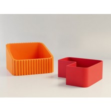 Ulu Pazarlama 3D Baskı Fıstık Kasesi - Çift Hazneli Kabuk Ayırıcı Sunum Kasesi - Turuncu Kırmızı