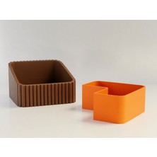 Ulu Pazarlama 3D Baskı Fıstık Kasesi - Çift Hazneli Kabuk Ayırıcı Sunum Kasesi - Kahverengi Turuncu