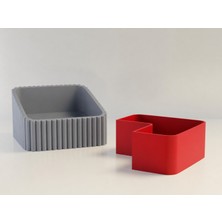 Ulu Pazarlama 3D Baskı Fıstık Kasesi - Çift Hazneli Kabuk Ayırıcı Sunum Kasesi - Gri Kırmızı