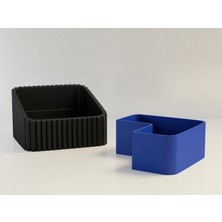 Ulu Pazarlama 3D Baskı Fıstık Kasesi - Çift Hazneli Kabuk Ayırıcı Sunum Kasesi - Siyah Mavi