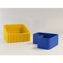 Ulu Pazarlama 3D Baskı Fıstık Kasesi - Çift Hazneli Kabuk Ayırıcı Sunum Kasesi - Sarı Mavi