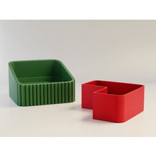 Ulu Pazarlama 3D Baskı Fıstık Kasesi - Çift Hazneli Kabuk Ayırıcı Sunum Kasesi - Yeşil Kırmızı