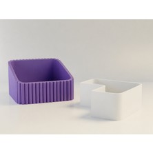 Ulu Pazarlama 3D Baskı Fıstık Kasesi - Çift Hazneli Kabuk Ayırıcı Sunum Kasesi - Mor Beyaz