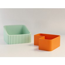 Ulu Pazarlama 3D Baskı Fıstık Kasesi - Çift Hazneli Kabuk Ayırıcı Sunum Kasesi - Mint Turuncu