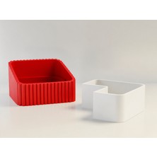 Ulu Pazarlama 3D Baskı Fıstık Kasesi - Çift Hazneli Kabuk Ayırıcı Sunum Kasesi - Kırmızı Beyaz