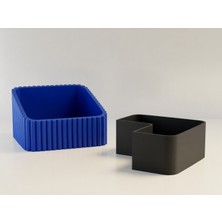 Ulu Pazarlama 3D Baskı Fıstık Kasesi - Çift Hazneli Kabuk Ayırıcı Sunum Kasesi - Mavi Siyah