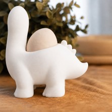 Ulu Pazarlama 3D Baskı Dinozor Yumurtalık - Sevimli Eggosaurus Yumurta Tutucu-Beyaz