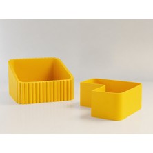 Ulu Pazarlama 3D Baskı Fıstık Kasesi - Çift Hazneli Kabuk Ayırıcı Sunum Kasesi - Sarı Sarı