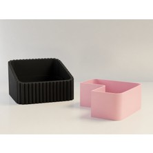 Ulu Pazarlama 3D Baskı Fıstık Kasesi - Çift Hazneli Kabuk Ayırıcı Sunum Kasesi - Siyah Pembe
