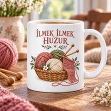 Ulu Pazarlama Ilmek Ilmek Huzur Örgü ve Yumak Tasarımlı Porselen Kupa - Model 263