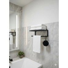 Marvielle Paslanmaz Metal Havluluk Banyo Rafı 2katl Bornozluk Rafı Havluluk Şampuanlı - Banyo Düzenleyici