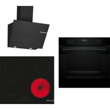 Bosch Elektrikli Ocaklı Siyah 3 Lü Ankastre Set 655 ( HUA717BA0T - PKE611BA2E - DWK67PJ60T )